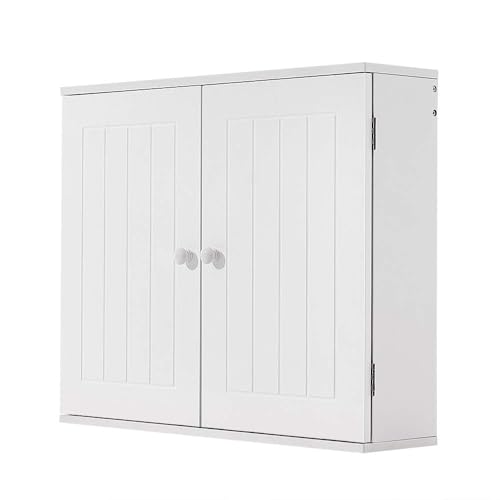 Panana Wandschrank, 2 Türen, verstellbares Regal, Weiß, 60 x 15 x 50 cm, moderner Stil, Bad & Küche von Panana
