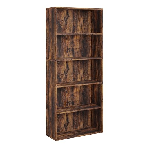 Panana Bücherregal, Holzregal mit 5 Fächern, Regale, Bücherschrank, Standregal Aufbewahrungsregal für Wohnzimmer, Büro, Arbeitszimmer 60 x 23,5 x 139 cm (Vintagebraun, 5 Fächer) von Panana