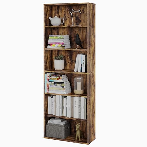 Panana Bücherregal, Holzregal mit 6 Fächern, Regale, Bücherschrank, Standregal Aufbewahrungsregal für Wohnzimmer, Büro, Arbeitszimmer 60 x 23,5 x 166,5 cm (Vintagebraun, 6 Fächer) von Panana