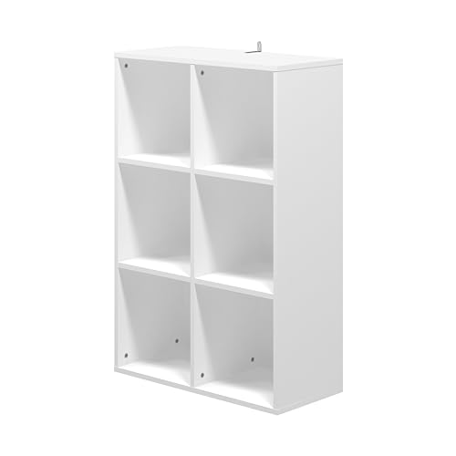 Panana Bücherschrank, Bücherregal, mit 6 Fächern, Würfelregal, Standregal aus MDF, für Wohnzimmer, Schlafzimmer, Büro (Weiß) von Panana