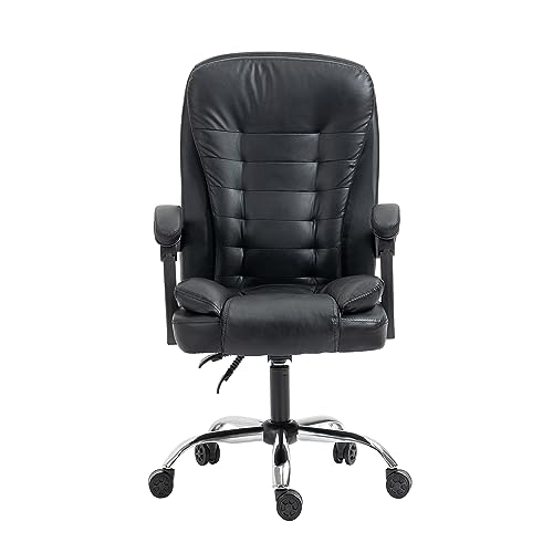 Panana Bürostuhl Chefsessel Schreibtischstuhl Drehstuhl Kunstleder Gaming Stuhl Höheverstellbar Belastbarkeit bis 150kg (Schwarz) von Panana