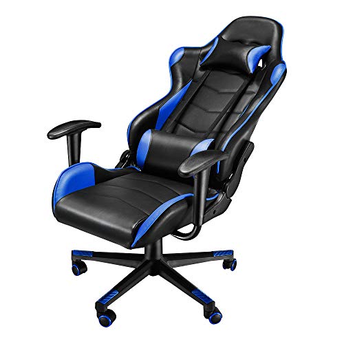 Panana Bürostuhl Gaming-Stühle Sessel Ergonomischer Gamer Stuhl mit Kopfstütze Lendenkissen 360-Grad-Drehung Gaming Chair (Blau) von Panana