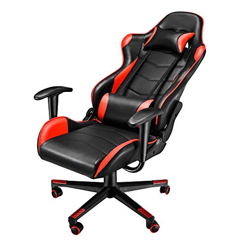 Panana Bürostuhl Gaming-Stühle Sessel Ergonomischer Gamer Stuhl mit Kopfstütze Lendenkissen 360-Grad-Drehung Gaming Chair (Rot) von Panana