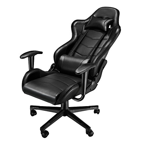 Panana Bürostuhl Gaming-Stühle Sessel Ergonomischer Gamer Stuhl mit Kopfstütze Lendenkissen 360-Grad-Drehung Gaming Chair (Schwarz) von Panana