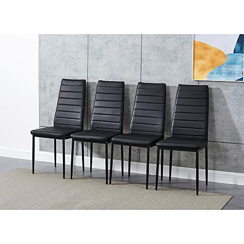 Panana Esszimmerstühle 4er Set, Esszimmer Dtühle Modern, Kunstleder-Bezug, Hohe Rückenlehne, Bequemer Esszimmerstuhl, Kunstleder Stuhl, (43 x 42 x 94 cm, Schwarz, 4) von Panana