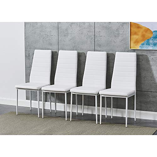 Panana Esszimmerstühle 4er Set, Esszimmer Dtühle Modern, Kunstleder-Bezug, Hohe Rückenlehne, Bequemer Esszimmerstuhl, Kunstleder Stuhl, (43 x 42 x 94 cm, Weiß, 4) von Panana