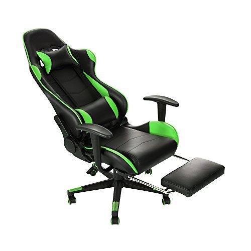 Panana Gaming Stuhl mit Hoher Rückenlehne Drehbarer Bürostuhl mit Fußstütze und Kissen PC-Stuhl Racing Computerstuhl (Green) von Panana