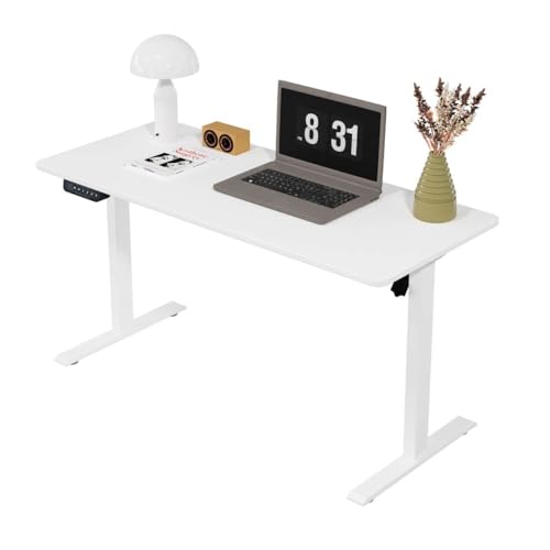 Panana Höhenverstellbarer Schreibtisch 100x60 cm, Elektrisch Verstellbarer Computertisch, Steh-Sitztisch Stehpult Stehschreibtisch (Weiß, 100 x 60 cm) von Panana