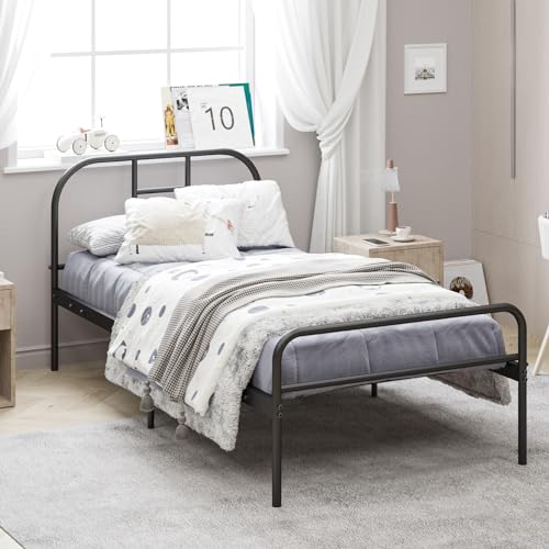 Panana Metal Bed Frame, Metal Single and Double Size Bed, 32 centimetres high, Sturdy Structure, Providing Sufficient Storage Space for Children and Adults,Schwarz von Panana