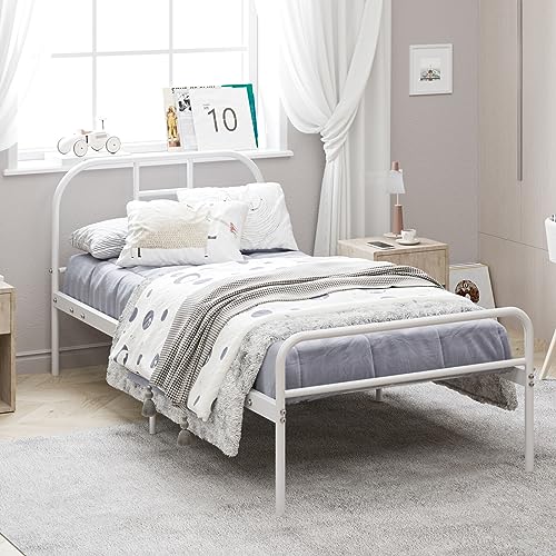 Panana Metal Bed Frame, Metal Single and Double Size Bed, 32 centimetres high, Sturdy Structure, Providing Sufficient Storage Space for Children and Adults,Weiß von Panana