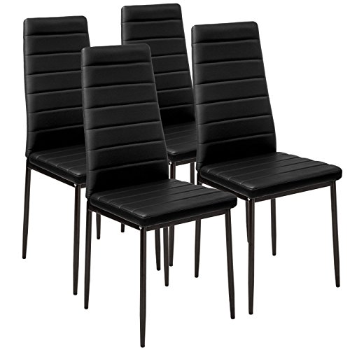 Panana Moderne Stühle aus Kunstleder, Schwarz, 4 Stühle, für Esszimmer/Küche (nur 4 Stühle) von Panana
