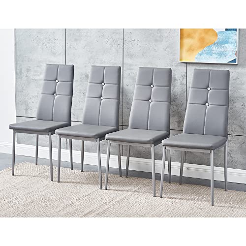 Panana Modernes Set mit 4 Esszimmerstühlen aus Kunstleder, gepolsterter Sitz, hohe Rückenlehne, Küchenmöbel, Stühle (grau) von Panana