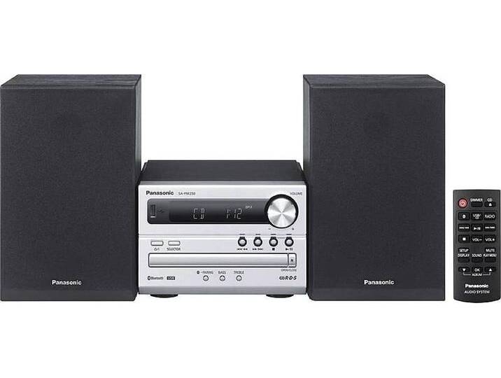 B-Ware Stereoanlage Panasonic Sc Pm250 Eg S Bluetooth Audio Cd Player Usb 2x10 W Silber B-Ware von Panasonic