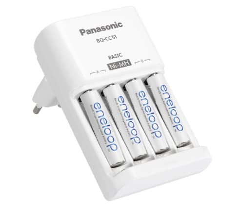 Panasonic Basic BQ-CC51 + 4X eneloop AA Steckerladergerät NiMH Micro (AAA), Mignon (AA) von Panasonic