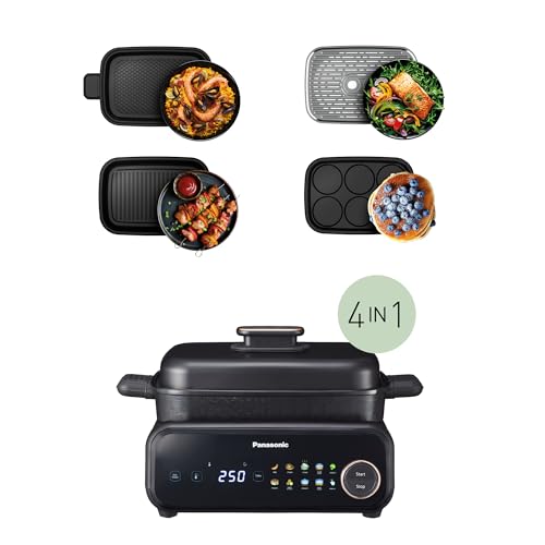Panasonic NF-GM400KXE 4-in-1 Elektro-Multikocher, 1400W, 40–250 °C, 9 Automatikprogramme, 4 Zubehörteile,Rauchabzieher, Spülmaschinenfest, 2,5 m Kabel, Schwarz Panasonic NF-GM400KXE 4-in-1 Elektro-Multikocher, 1400W, 40–250 °C, 9 Automatikprogramme, 4 Zubehörteile,Rauchabzieher, Spülmaschinenfest, 2,5 m Kabel, Schwarz von Panasonic