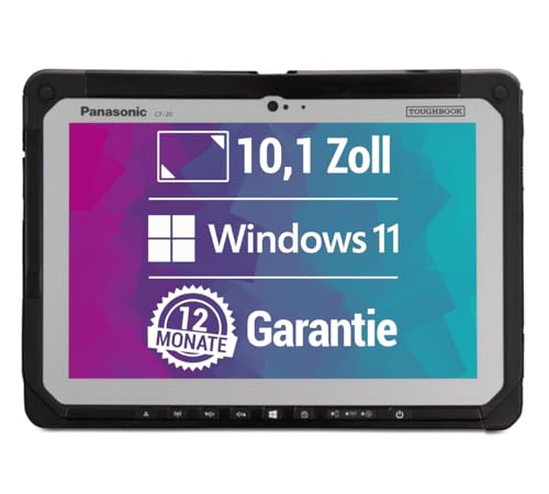 Panasonic ToughBook CF-20 10 Zoll Full HD Tablet PC - Intel Core i5-7Y57@ bis zu 3,3 GHz 8 GB 256 GB SSD mit Windows 11 Pro inkl. 12 Monate Garantie - HDMI - Webcam - Touchscreen (Generalüberholt) von Panasonic