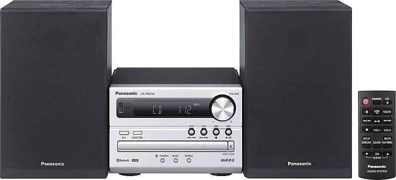 Stereoanlage Panasonic Sc Pm250 Eg S Bluetooth Audio Cd Player Usb 2x10 W Silber  B-Ware von Panasonic