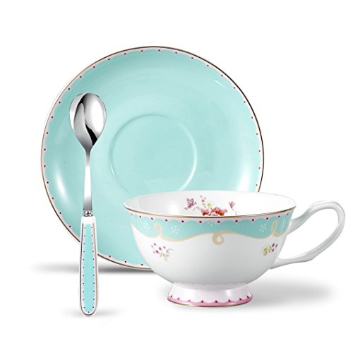 Panbado, Bone China Porzellan Kaffee Set, mit 200 ml Kaffeetassen, Unterteller und Löffel von Panbado