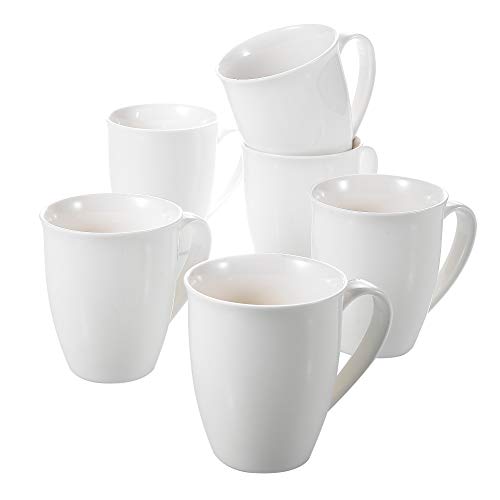 Panbado, Porzellan Kaffeetassen, 6-teilig Set, 310 ml, Weiß Kaffeebecher, Teetassen, in 6 Stück mit henkel für Heißgetränke, Spülmaschine & Mikrowelle geeignet von Panbado