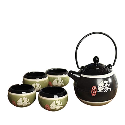 Panbado Japanisch Teeset aus Steinzeug, Beinhaltet 1 Teekanne 700 ml mit 4 Teetassen 150 ml, Geschenk für Weihnachten von Panbado