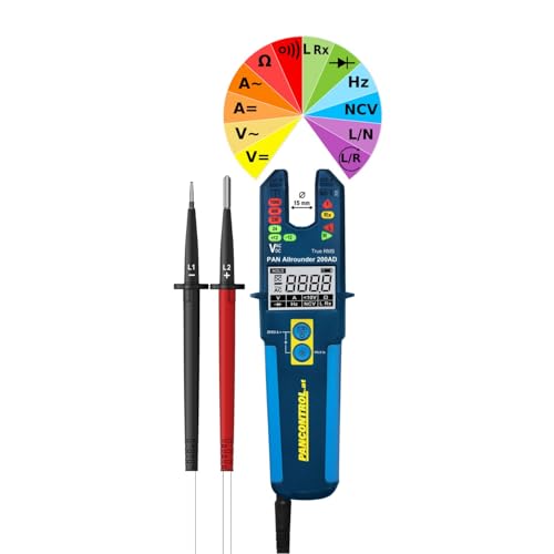 Pancontrol® PAN Allrounder 200AD Spannungs- & Durchgangsprüfer mit LED & LCD Anzeige, Spannungsprüfer & Stromzange, 1000V AC / 1500V DC, 200A AC/DC von Pancontrol.at