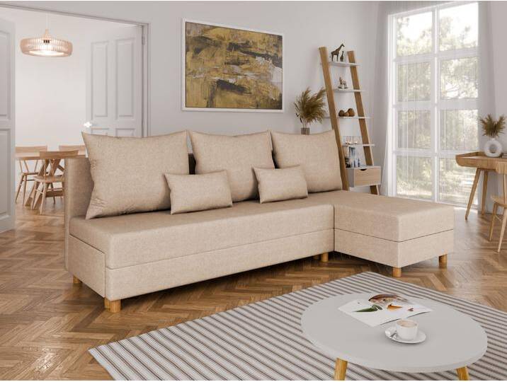 Modulares Ecksofa in L-Form Lelis - links oder rechts montierbar, helles meliertes Beige Modulares Ecksofa in L-Form Lelis - links oder rechts montierbar, helles meliertes Beige von Panda Möbel