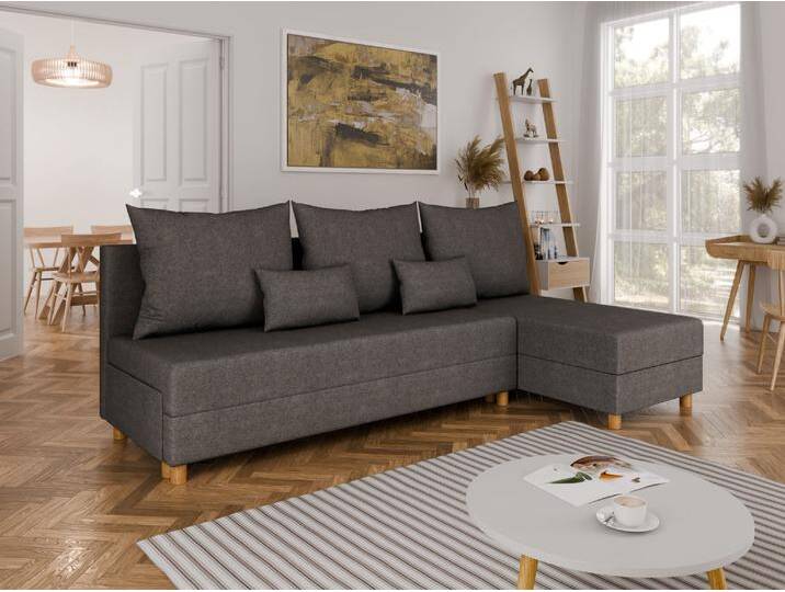 Modulares Ecksofa in L-Form Lelis - links oder rechts montierbar, meliertes Dunkelgrau Modulares Ecksofa in L-Form Lelis - links oder rechts montierbar, meliertes Dunkelgrau von Panda Möbel