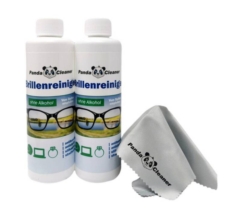 PandaCleaner Brillenreiniger - Bio-Konzentrat - Anti-Beschlag-Formel Glasreiniger (Set, [2-St. 250ml Flaschen + Mikrofasertuch) von PandaCleaner