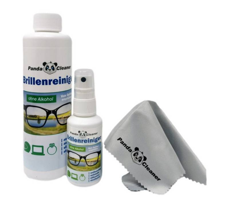 PandaCleaner Brillenreiniger - Bio-Konzentrat - Anti-Beschlag-Formel Glasreiniger (Spar-Set, [3-St. 50ml + 250ml + Mikrofasertuch) von PandaCleaner