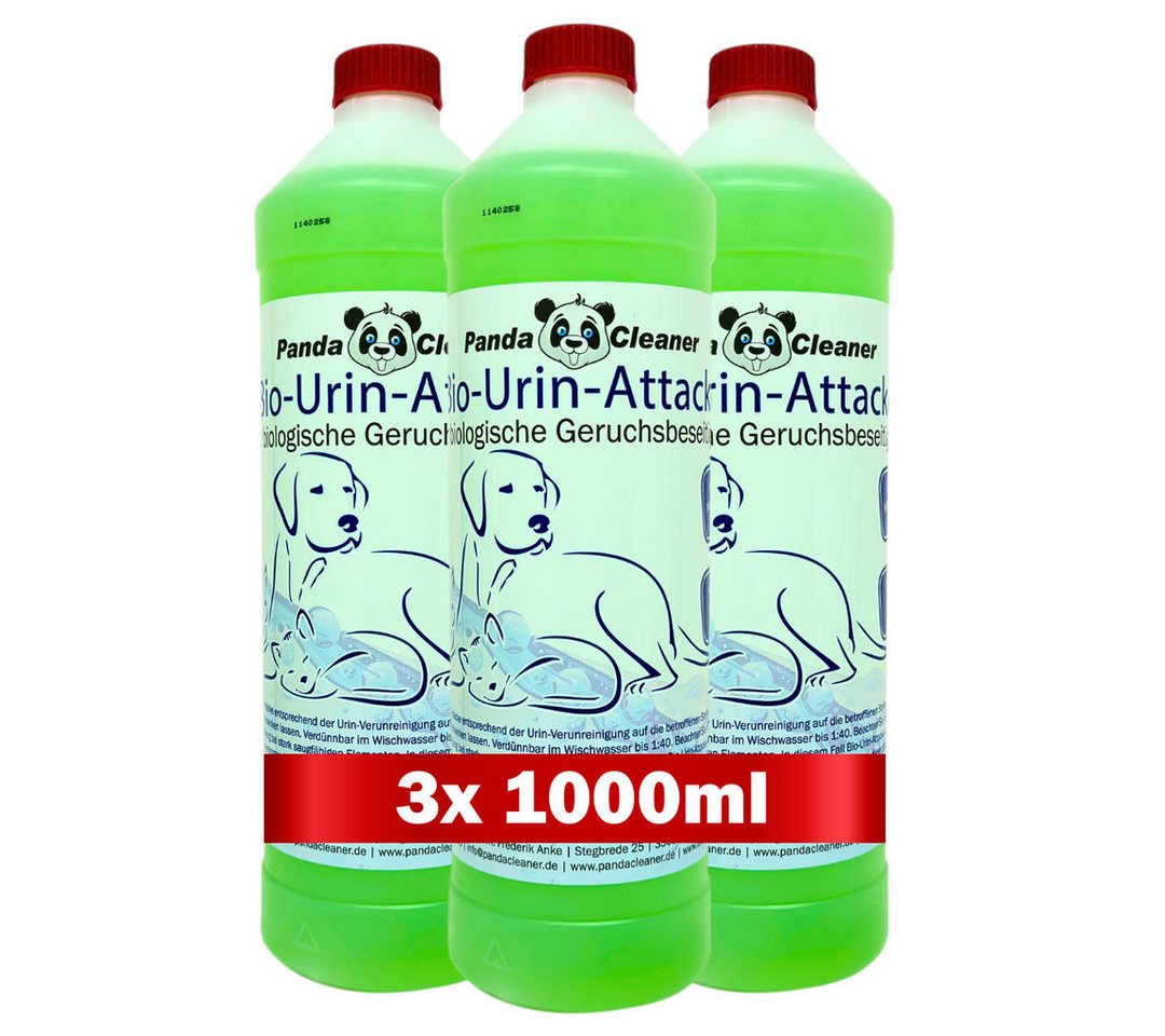 PandaCleaner Geruchsentferner Bio-Urin Attacke - Geruchsvernichter - Biologische Geruchsbeseitigung (Spar-Set, 3-St., 3 x 1000ml Bio Urin Konzentrat), 3000ml von PandaCleaner