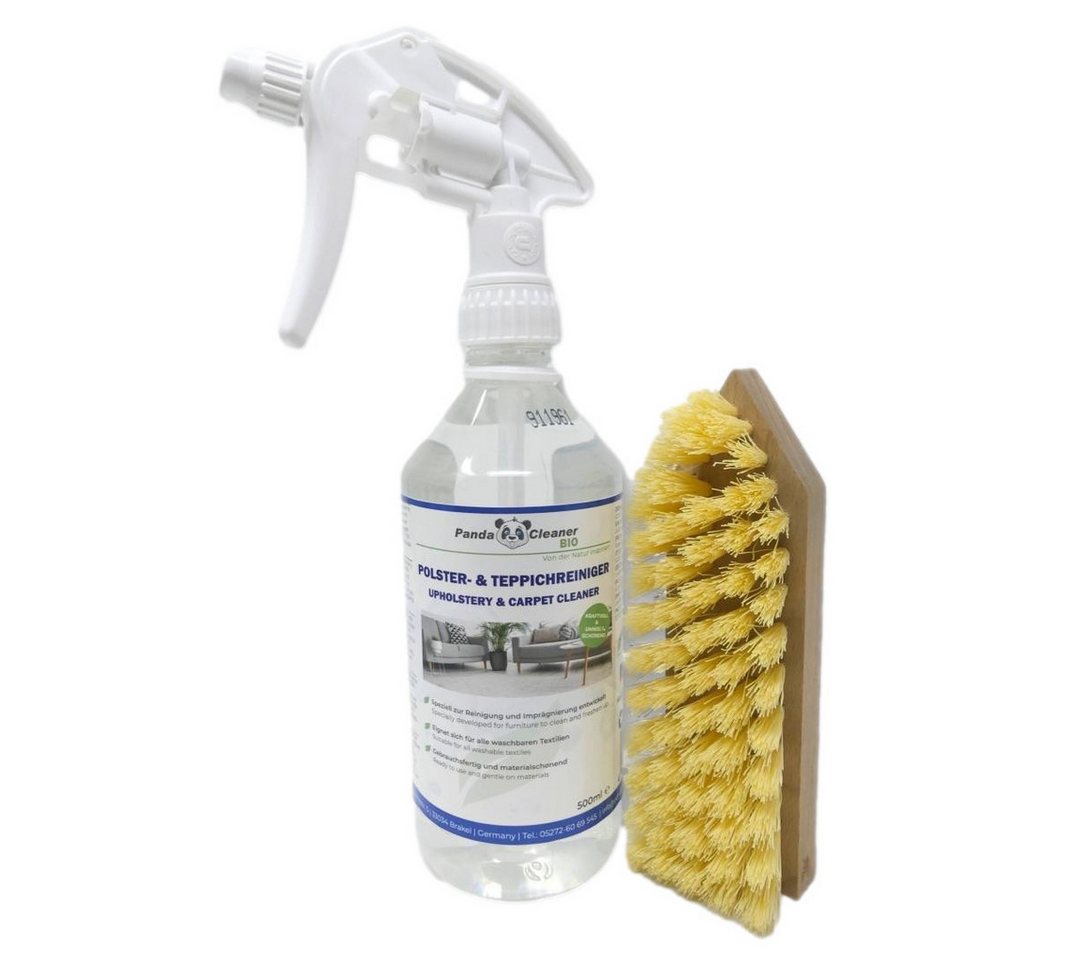 PandaCleaner Polster- & Teppichreiniger Spray - Textil Reiniger Polsterreiniger (Set, [2-St. Bürste + Reiniger 500ml) von PandaCleaner