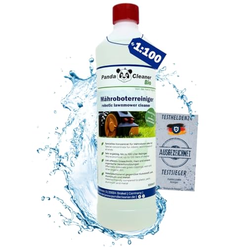 PandaCleaner BIO Rasenmäher Roboter Reinigungsmittel - 1L Hochkonzentrat 1:100 - Rasenmäher Roboter Zubehör für Bosch, Einhell, Gardena, Husqvarna, Stihl, Wolf-Garten, Worx, Robomow uvw. von PandaCleaner