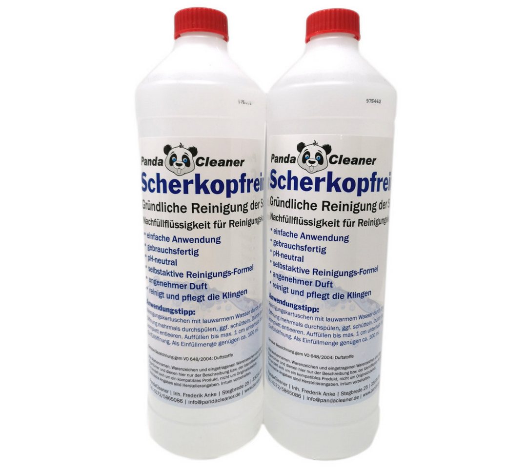 PandaCleaner Scherkopfreinigungsmittel - Nachfüllflüssigkeit für Kartuschen Scherkopfreiniger (Spar-Set, [2-St. 2000ml) von PandaCleaner