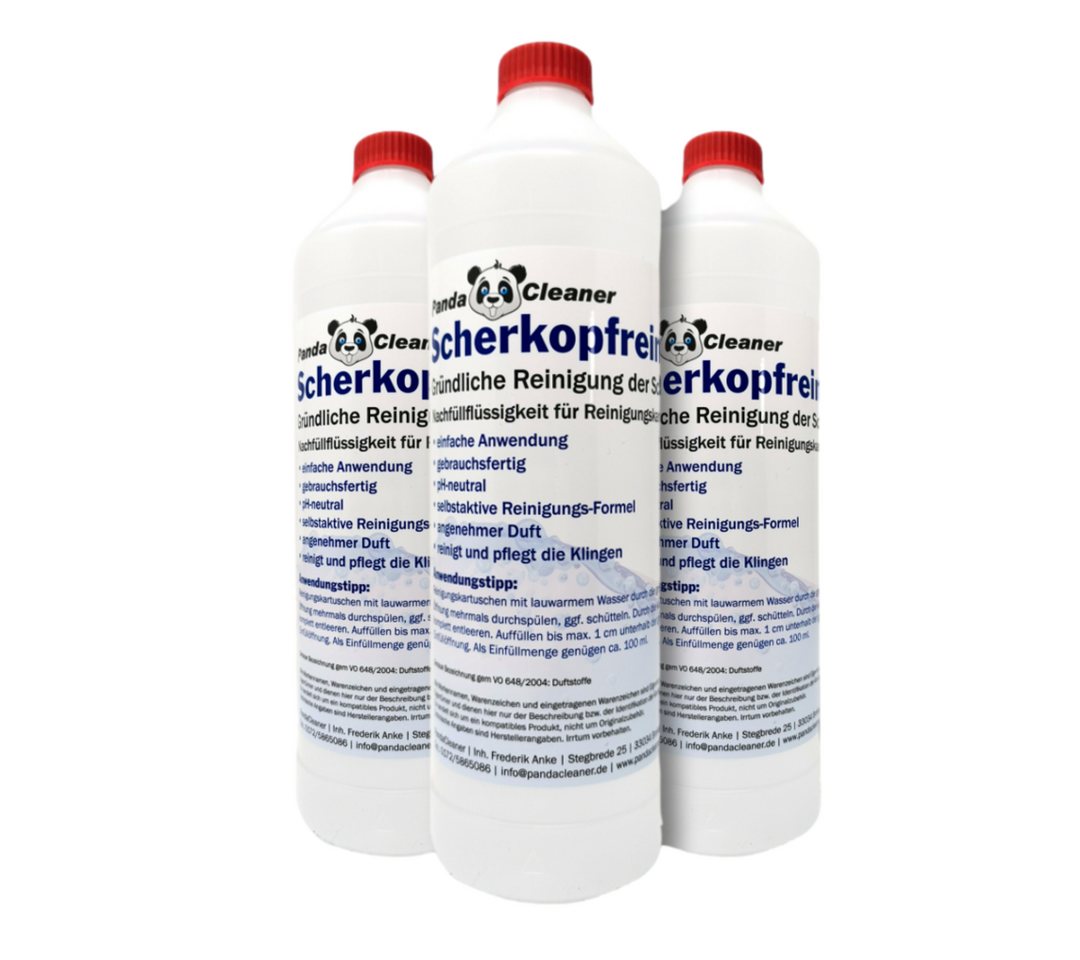 PandaCleaner Scherkopfreinigungsmittel - Nachfüllflüssigkeit für Kartuschen Scherkopfreiniger (Spar-Set, [3-St. 3000ml) von PandaCleaner