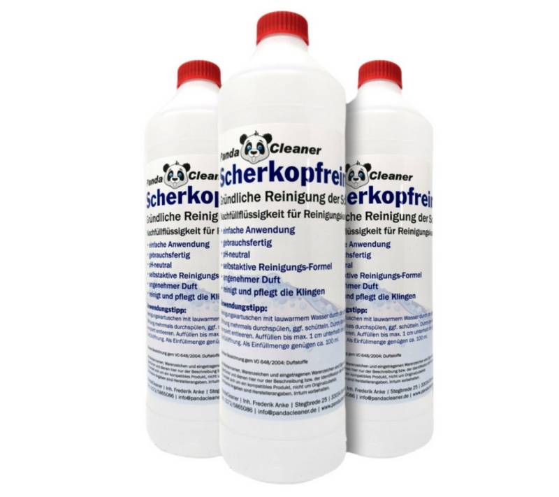 PandaCleaner Scherkopfreinigungsmittel - Nachfüllflüssigkeit für Kartuschen Scherkopfreiniger (Spar-Set, [3-St. 3x 1000ml Flasche 3 Liter Reinigungslösung) von PandaCleaner