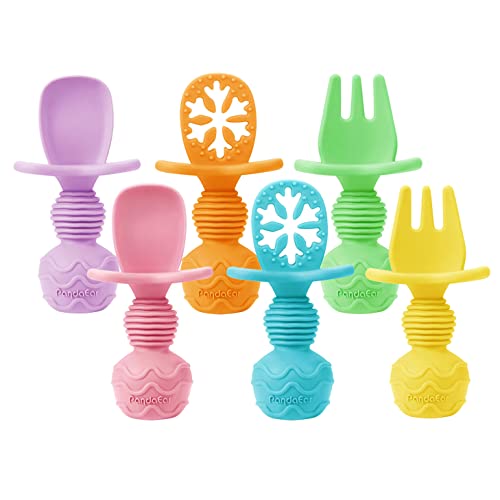 PandaEar 6 Pack Baby Besteck Set Silikon Baby Löffel und Gabel Set, Kinderlöffel BLW Baby LED Weaning Zubehör, Lernlöffel Baby Selbst Essen Esslernbesteck, Babylöffel Brei ab 4 monate PandaEar 6 Pack Baby Besteck Set Silikon Baby Löffel und Gabel Set, Kinderlöffel BLW Baby LED Weaning Zubehör, Lernlöffel Baby Selbst Essen Esslernbesteck, Babylöffel Brei ab 4 monate von PandaEar