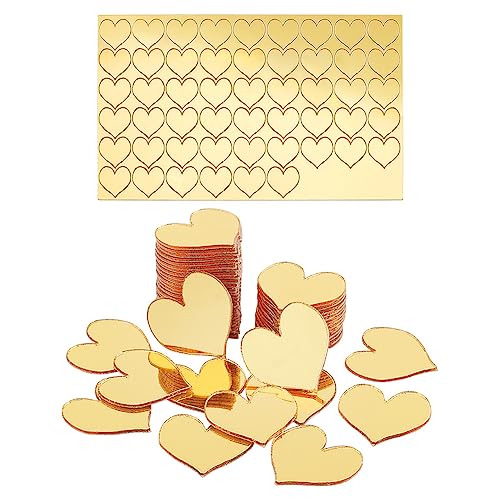 PH PandaHall 100 Stück Goldene Spiegel Zum Basteln Selbstklebende Herz Spiegelfliesen 1.7cm Acryl Bastel Spiegelaufkleber Kleine Spiegelkreise Für Bastelarbeiten Kunst DIY Projekte Zuhause Wand von PH PandaHall