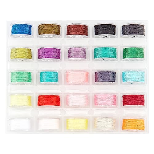 PH PandaHall 25 Rolle Chinesische Knotenschnur 683 Yard Polyester Perlenfaden 0.1 mm Handstrickschnur 25 Farben Makramee-Polyesterschnur Für Kumihimo-Makramee-Handwerk Schmuckherstellung von PH PandaHall