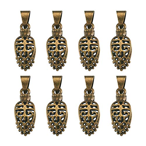 PandaHall 10 Stück filigrane Eispickel-Haken in Blattform aus Bronze, Antik-Optik, für selbstgemachte Halsketten, Schmuckherstellung von PH PandaHall