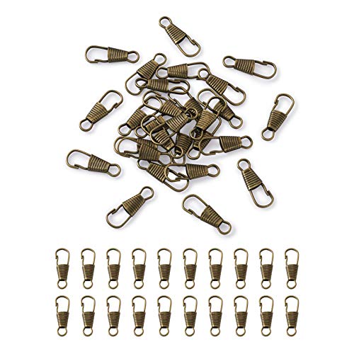 PandaHall 100 Stück Eisen-Karabiner-Verschlüsse, Schlüsselverschlüsse, Antik-Bronze, Retro-Karabinerhaken, Taschenverschlüsse, mit 5x4mm Loch für Schlüsselringe, Basteln, Schmuckherstellung von PandaHall