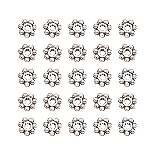 Pandahall 1000pcs Antik Silber Spacer Perlen tibetischen Stil Blume lose Perlen für DIY Schmuck Machen von PH PandaHall