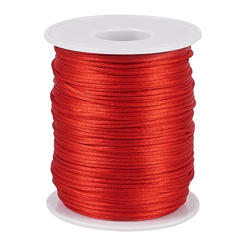 PandaHall 109 Yard 1,5 mm Rattail Satin Nylon Trim Cord Red Rattail Seidenkordel f?r chinesische Knoten, Kumihimo, Perlen, Makramee Schmuckherstellung von PH PandaHall