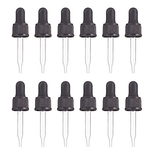 PandaHall 12er-Set Augentropfen aus Glas für ätherische Öle 15 ml (1/2 Unze) Druckdrehende Abdecköltropfen Pipetten Rollerspitzen für ätherische Ölflaschen von PH PandaHall