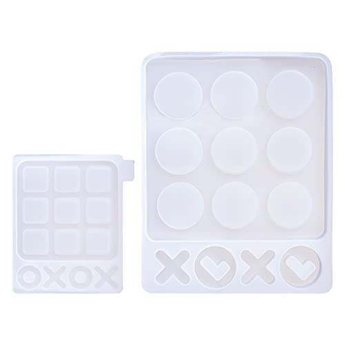 PandaHall 2 x Tic Tac Toe Brettspiel Silikonformen XO Spiele Harz Formen Epoxy Gießform für DIY Familienspiele handgemachtes Geschenk Kinder und Erwachsene von PandaHall