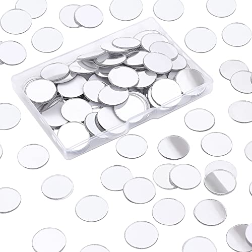 PandaHall 200pcs 0.78 Zoll Mini Acryl Spiegelfliesen Flache Runde Selbstklebende Dekorative Mosaikfliesen Wandaufkleber Für Die Inneneinrichtung Handwerk Schmuckherstellung, Transparent von PH PandaHall