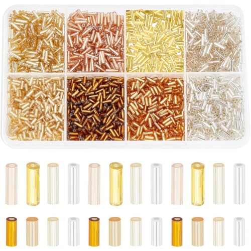 PandaHall 2120 Stück 8 Stile Glas Signalhorn Perlen Metallische Rocaillesperlen Röhrenperlen Bastelperlen Lose Abstandsperlen Für Ohrringe Armbänder Halsketten Taillenkette Schmuckherstellung von PH PandaHall
