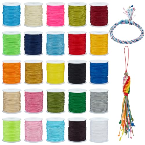 PandaHall 0.8mm Nylon String Beading Thread 25 Farben chinesisches Knoten, Kumihimo Makrame Schnur Wind Chime Jalousien Schnur für Makrame Freundschaft Armbänder Weihnachtsschmuck von PH PandaHall