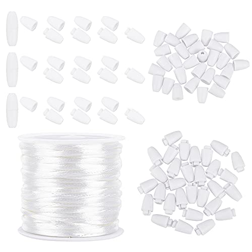 PandaHall 30 Set 24mm Kunststoff Break Away Sicherheitsverschluss Schnalle Mit 10m 2mm Nylon Geflochtene Schnüre Für Armbänder Halsketten DIY Schmuck Handwerk Machen, Weiß von PH PandaHall