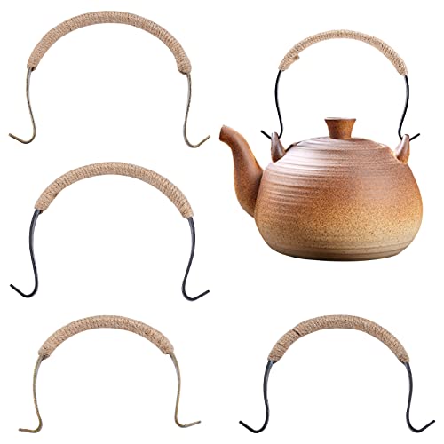 PandaHall 4pcs Teekannengriff Ersatz, Teekannengriff mit Hanf Seil Wasserkocher Griff Eisen handgefertigte Griff für Keramik-Topf Töpferwaren Teekannen Japanisch verdrahtet Teekanne, 5.5inch/14cm von PH PandaHall