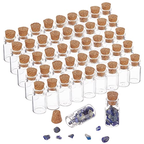 PandaHall 50 Stück Mini Glasflaschen, 1.5 ml Kleine Gläser Mit Korken Wish Favor Flaschen Vorratsbehälter Für Zauberglas Hochzeitsdekoration Home Party Favors, 18x10 mm von PH PandaHall